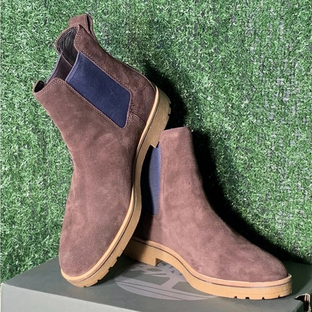 Timberland Brown Suede Boots with Navy Panels
